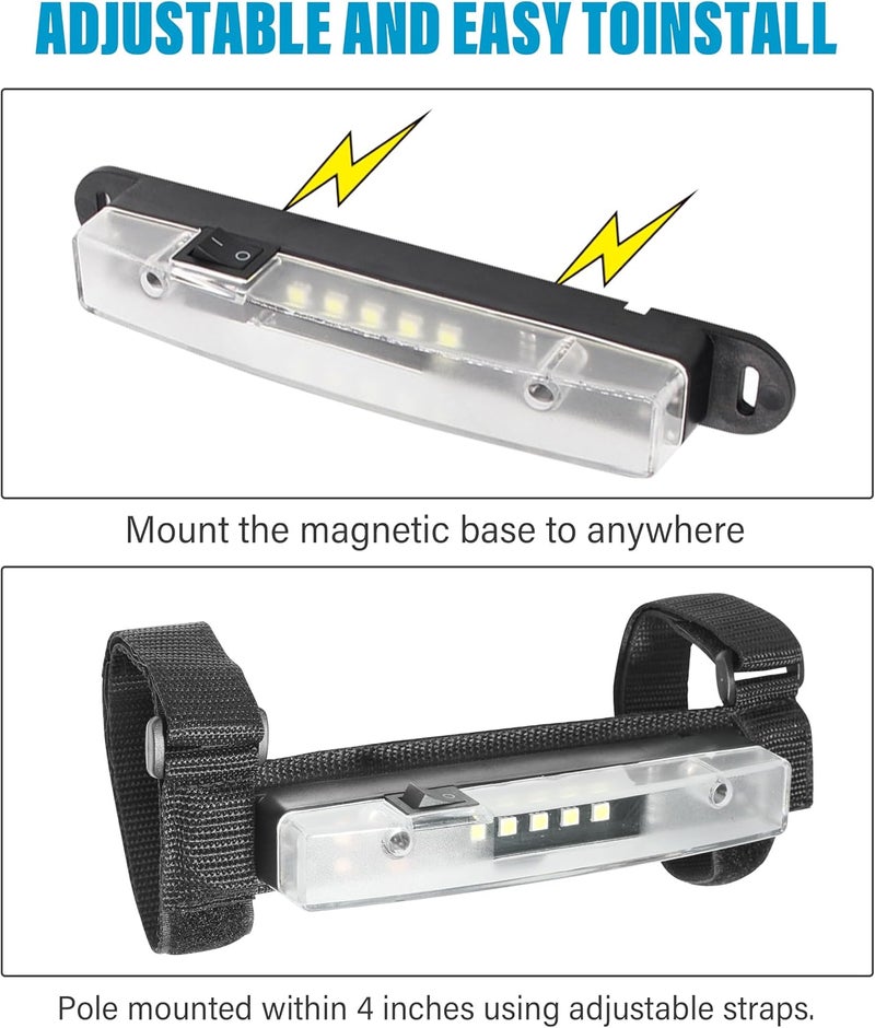 RACOONA UTV Dome Light,UTV Interior Light,Universal Roll Bar Mount LED Light,Car Accessories Interior Dome Light Utility Roll Cage Light Courtesy Light for UTV ATV RZR Truck Car Off Road Vehicle - Image 4